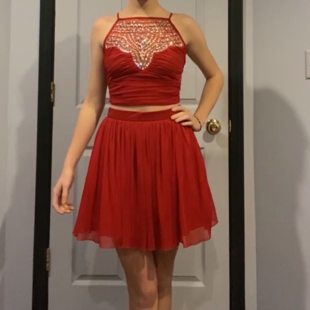 B. Darlin, 2 piece red formal dress.